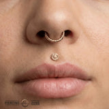 3 Color Twisted Seamless Ring – 14K Gold Tri - Tone Cup & Divot Design - piercing - zone.com