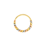 3 Color Twisted Seamless Ring – 14K Gold Tri - Tone Cup & Divot Design - piercing - zone.com