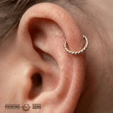 3 Color Twisted Seamless Ring – 14K Gold Tri - Tone Cup & Divot Design - piercing - zone.com
