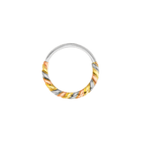 3 Color Twisted Seamless Ring – 14K Gold Tri - Tone Cup & Divot Design - piercing - zone.com