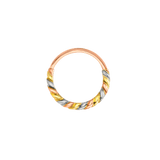 3 Color Twisted Seamless Ring – 14K Gold Tri - Tone Cup & Divot Design - piercing - zone.com
