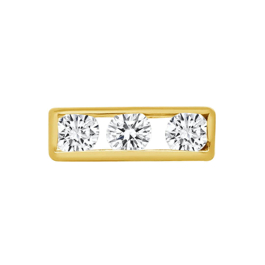 3 Gem Baguette – 14K/18K Gold Triple Baguette Threadless End - piercing - zone.com