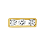 3 Gem Baguette – 14K/18K Gold Triple Baguette Threadless End - piercing - zone.com