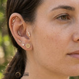 3 Gem Baguette – 14K/18K Gold Triple Baguette Threadless End - piercing - zone.com