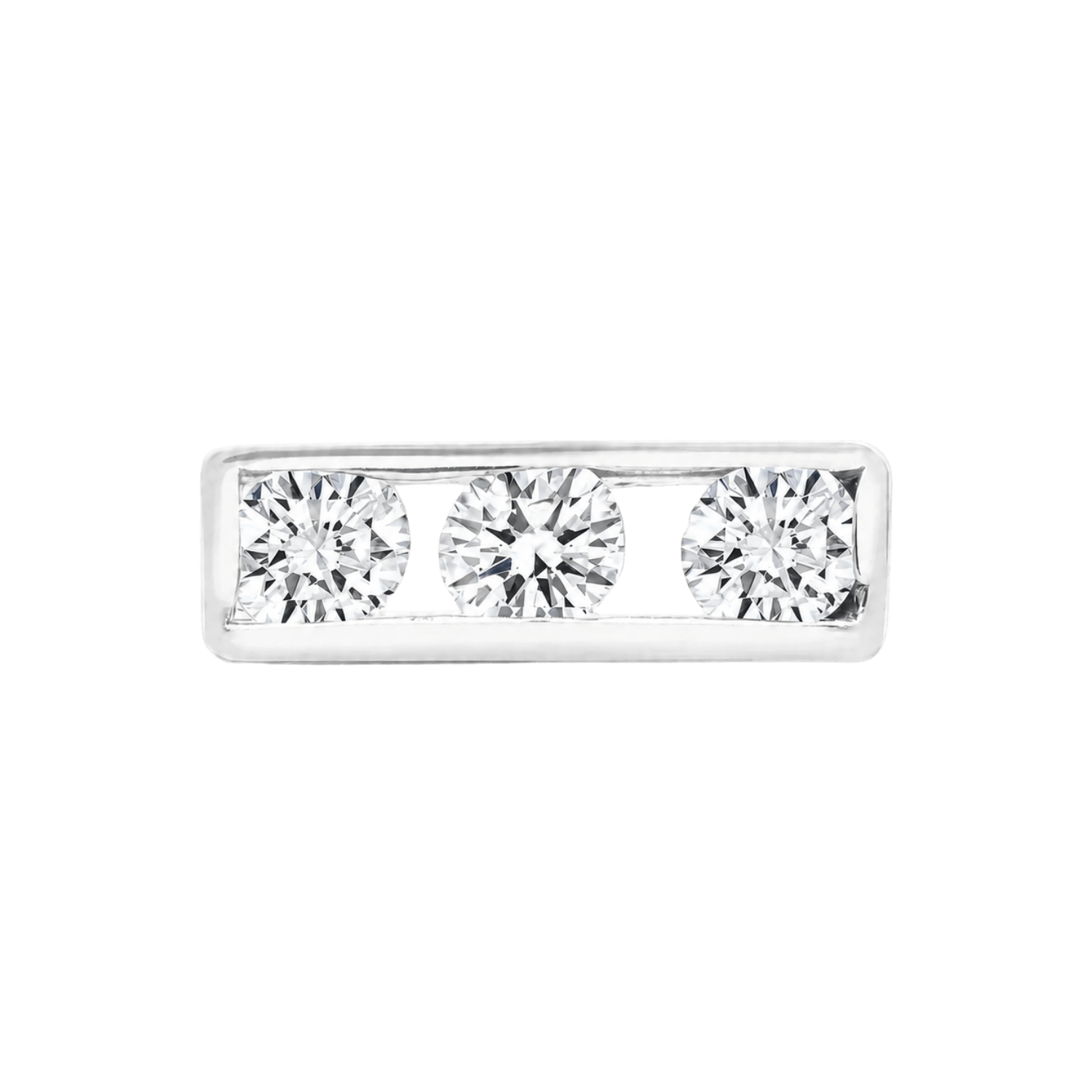 3 Gem Baguette – 14K Gold Threadless/Threaded End - piercing-zone.com