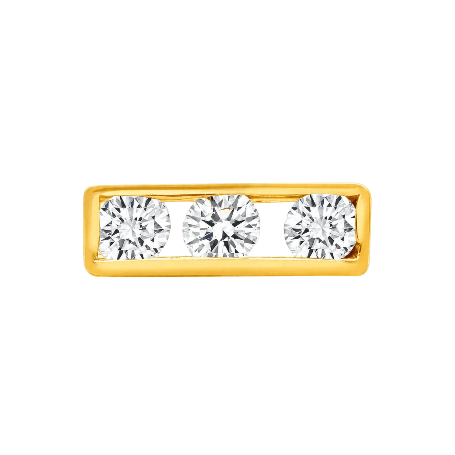 3 Gem Baguette – 14K Gold Threadless/Threaded End - piercing-zone.com