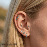 3 Gem Bar – 14K Gold Threadless/Threaded End - piercing - zone.com