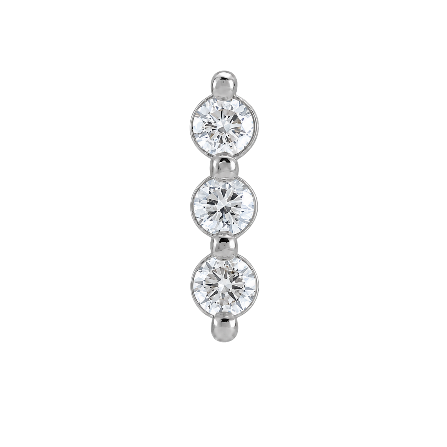 3 Gem Bar – 14K Gold Threadless/Threaded End