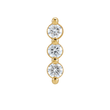 3 Gem Bar – 14K Gold Threadless/Threaded End