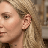 3 Gem Bezel Cluster – 14K Gold Threadless/Threaded End - piercing - zone.com