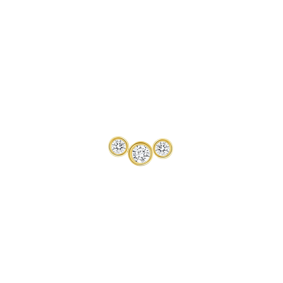 3 Gem Bezel Cluster – 14K/18K Gold Threadless End - piercing - zone.com