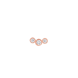 3 Gem Bezel Cluster – 14K Gold Threadless/Threaded End