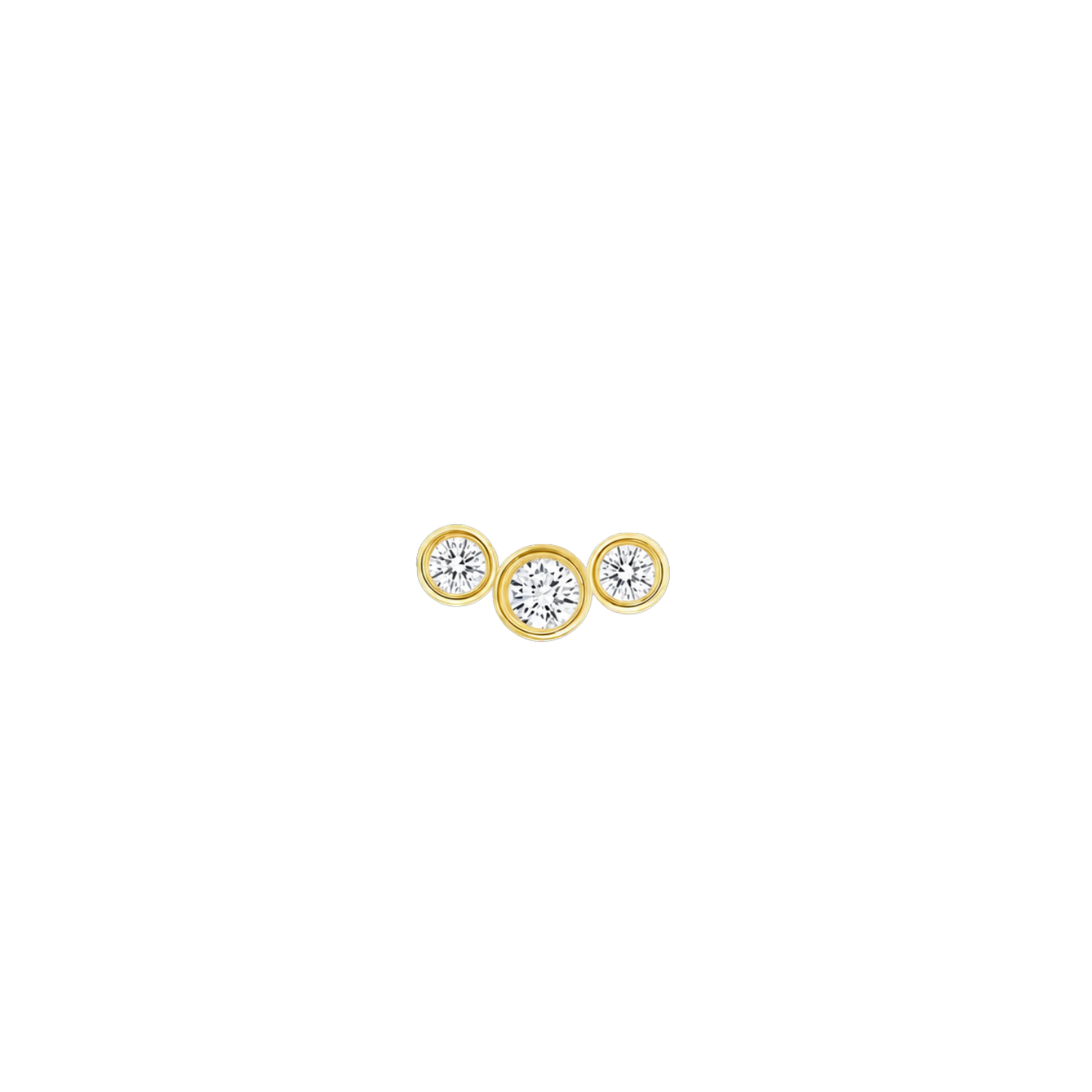 3 Gem Bezel Cluster – 14K Gold Threadless/Threaded End