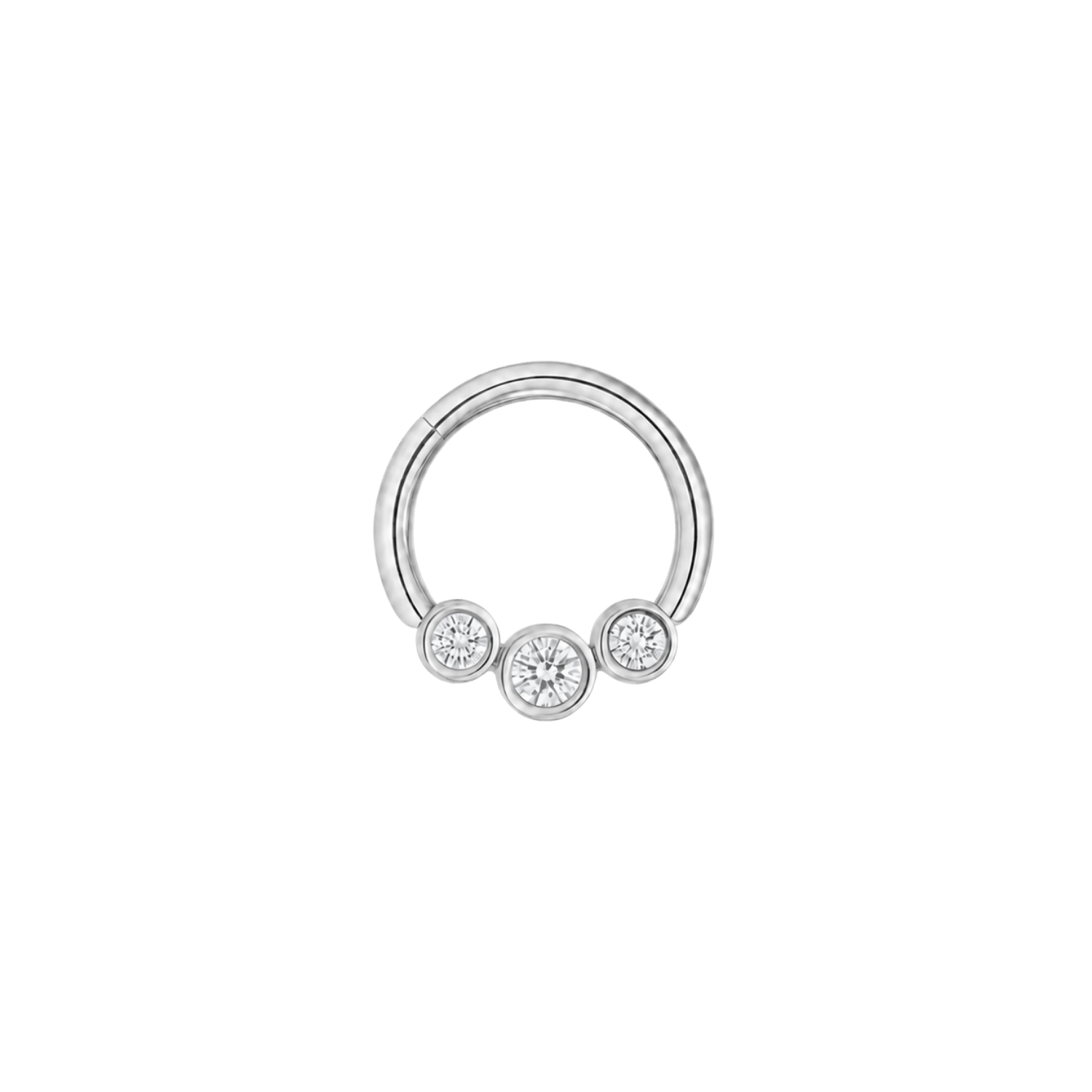 3 Gem Bezel Cluster Seamless Ring – 14K Gold Cup & Divot Design - piercing-zone.com