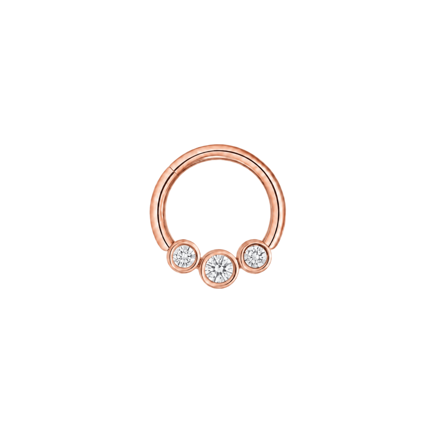 3 Gem Bezel Cluster Seamless Ring – 14K Gold Cup & Divot Design - piercing-zone.com