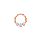 3 Gem Bezel Cluster Seamless Ring – 14K Gold Cup & Divot Design - piercing-zone.com