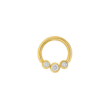 3 Gem Bezel Cluster Seamless Ring – 14K Gold Cup & Divot Design - piercing-zone.com