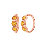 3 Gem Hexagon Seamless Ring – 14K Gold Triple-Stone Geometric Design - piercing-zone.com