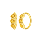 3 Gem Hexagon Seamless Ring – 14K Gold Triple-Stone Geometric Design - piercing-zone.com
