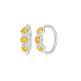 3 Gem Hexagon Seamless Ring – 14K Gold Triple - Stone Geometric Design - piercing - zone.com