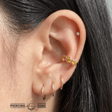 3 Gem Hexagon Seamless Ring – 14K Gold Triple - Stone Geometric Design - piercing - zone.com