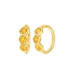 3 Gem Hexagon Seamless Ring – 14K Gold Triple - Stone Geometric Design - piercing - zone.com