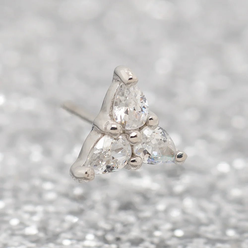 3 Little Pears – CZ Trio – 14K Gold Threadless End - piercing - zone.com