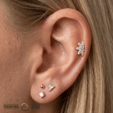3 Little Pears – CZ Trio – 14K Gold Threadless End - piercing - zone.com