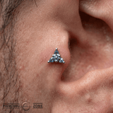 3 Little Pears – London Blue Topaz Trio – 14K Gold Threadless End - piercing - zone.com