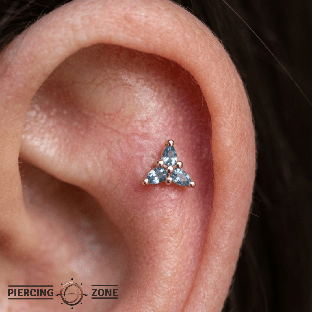 3 Little Pears – London Blue Topaz Trio – 14K Gold Threadless End - piercing - zone.com