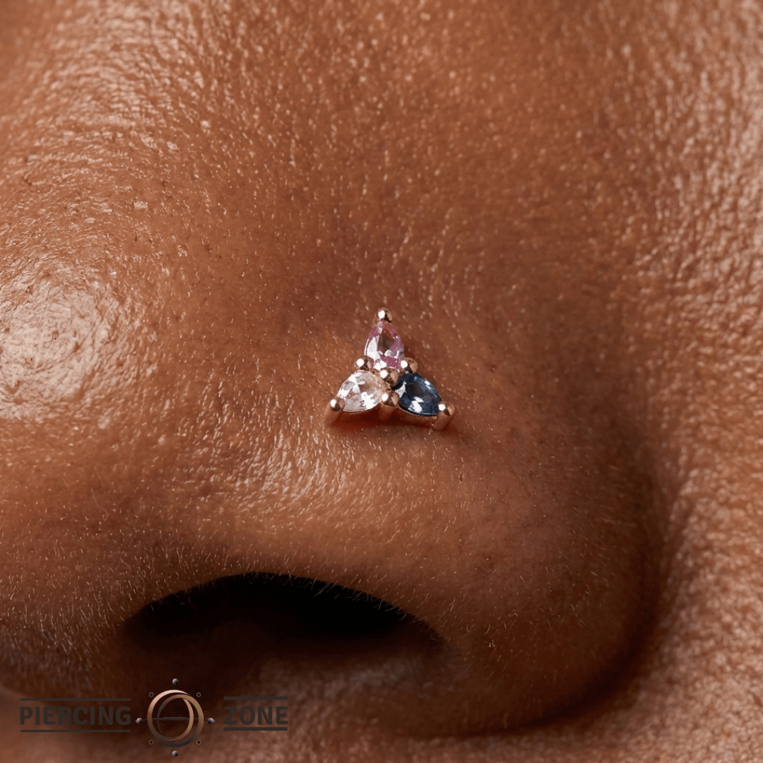 3 Little Pears – Trans Pride Gemstones – 14K Gold Threadless End - piercing - zone.com