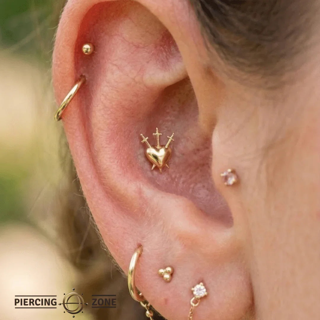 3 of Swords – 14K Gold Threadless/Threaded End - piercing - zone.com