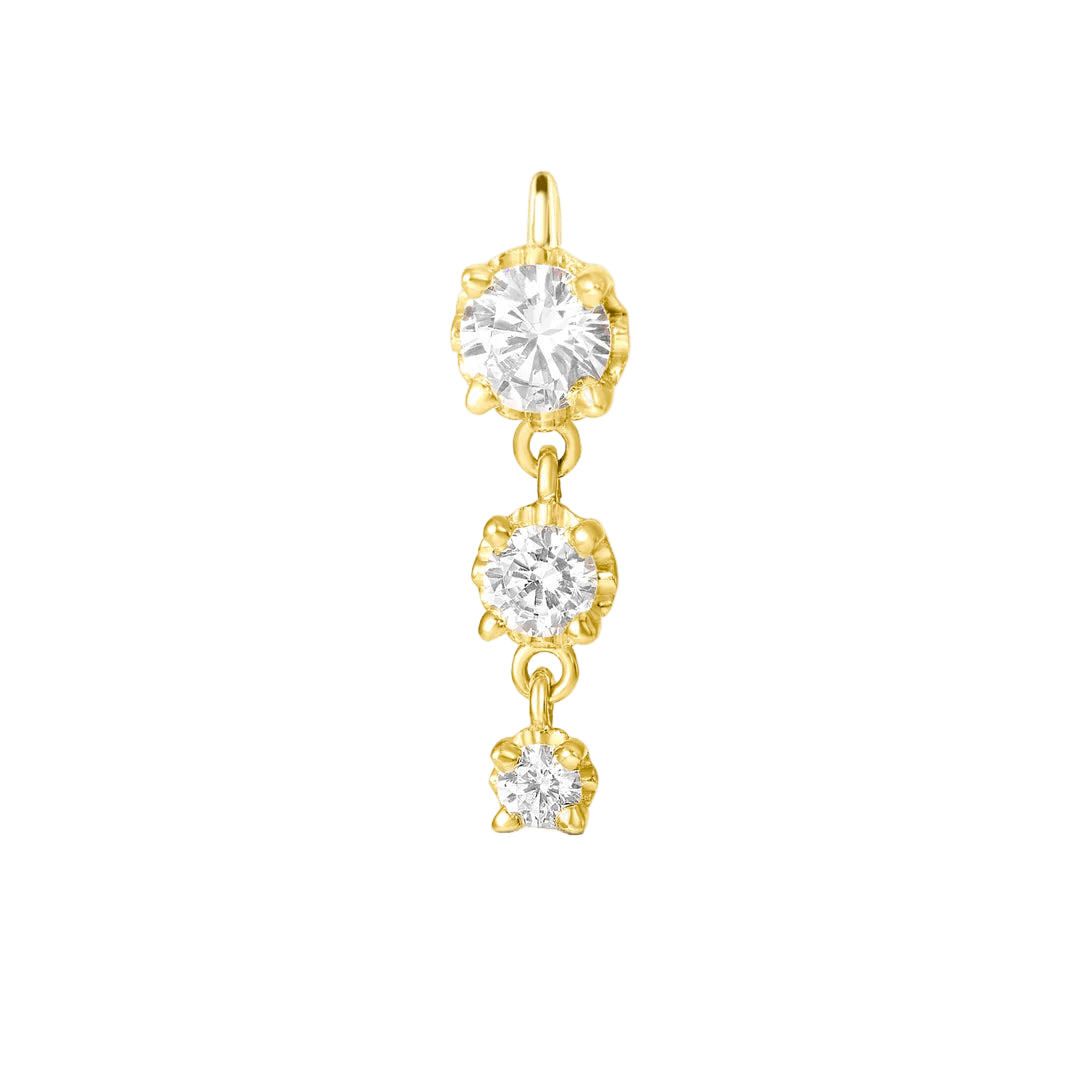 3 Prong – 14K & 18K Gold Gemstone Charm - piercing - zone.com