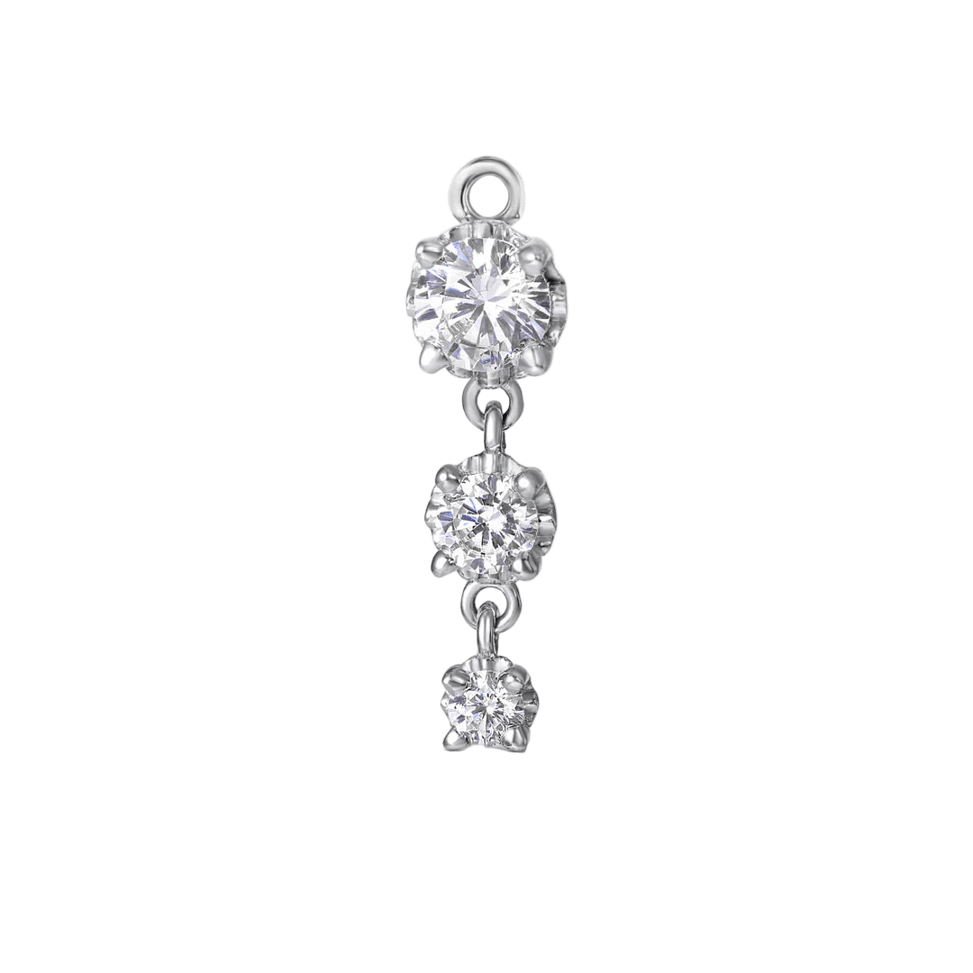 3 Prong – 14K & 18K Gold Gemstone Charm - piercing - zone.com