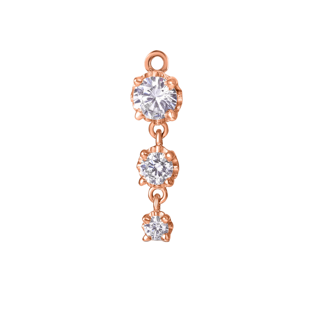 3 Prong – 14K & 18K Gold Gemstone Charm - piercing - zone.com