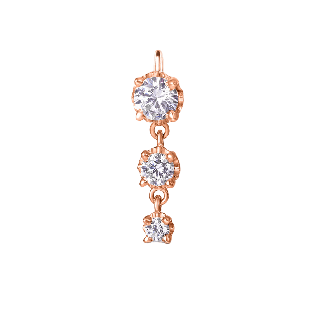 3 Prong – 14K & 18K Gold Gemstone Charm - piercing - zone.com