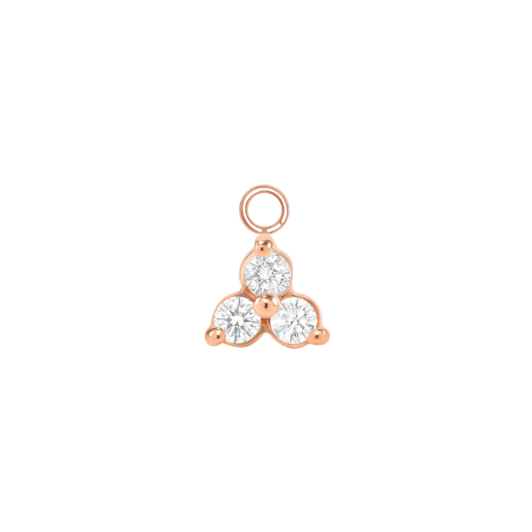 3 Prong Cluster – 14K & 18K Gold Gemstone Charm - piercing - zone.com