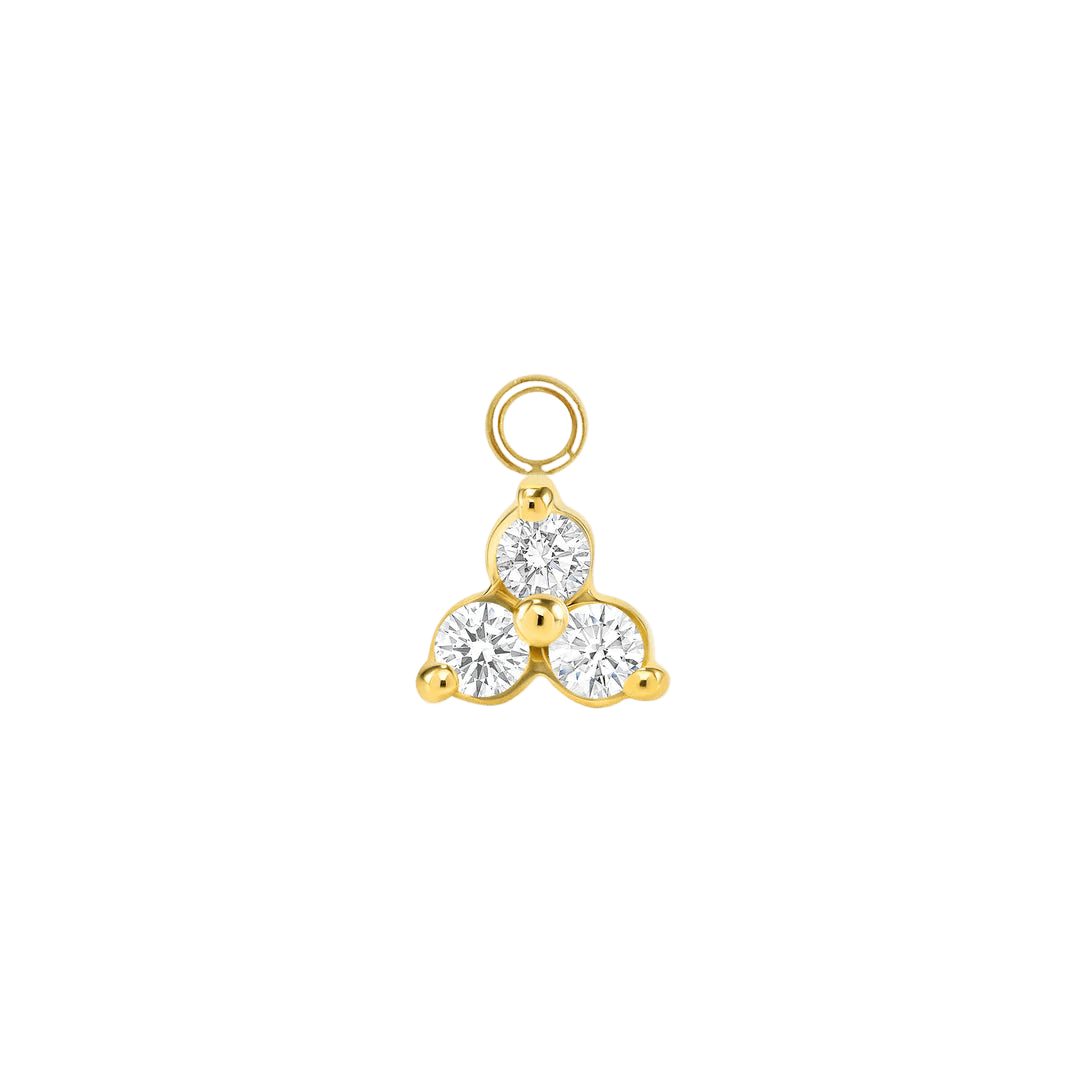 3 Prong Cluster – 14K & 18K Gold Gemstone Charm - piercing - zone.com