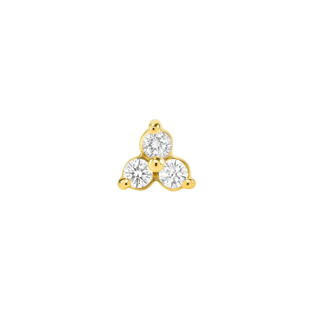 3 Prong Cluster – 14K/18K Gold Multi - Gem Threadless End - piercing - zone.com