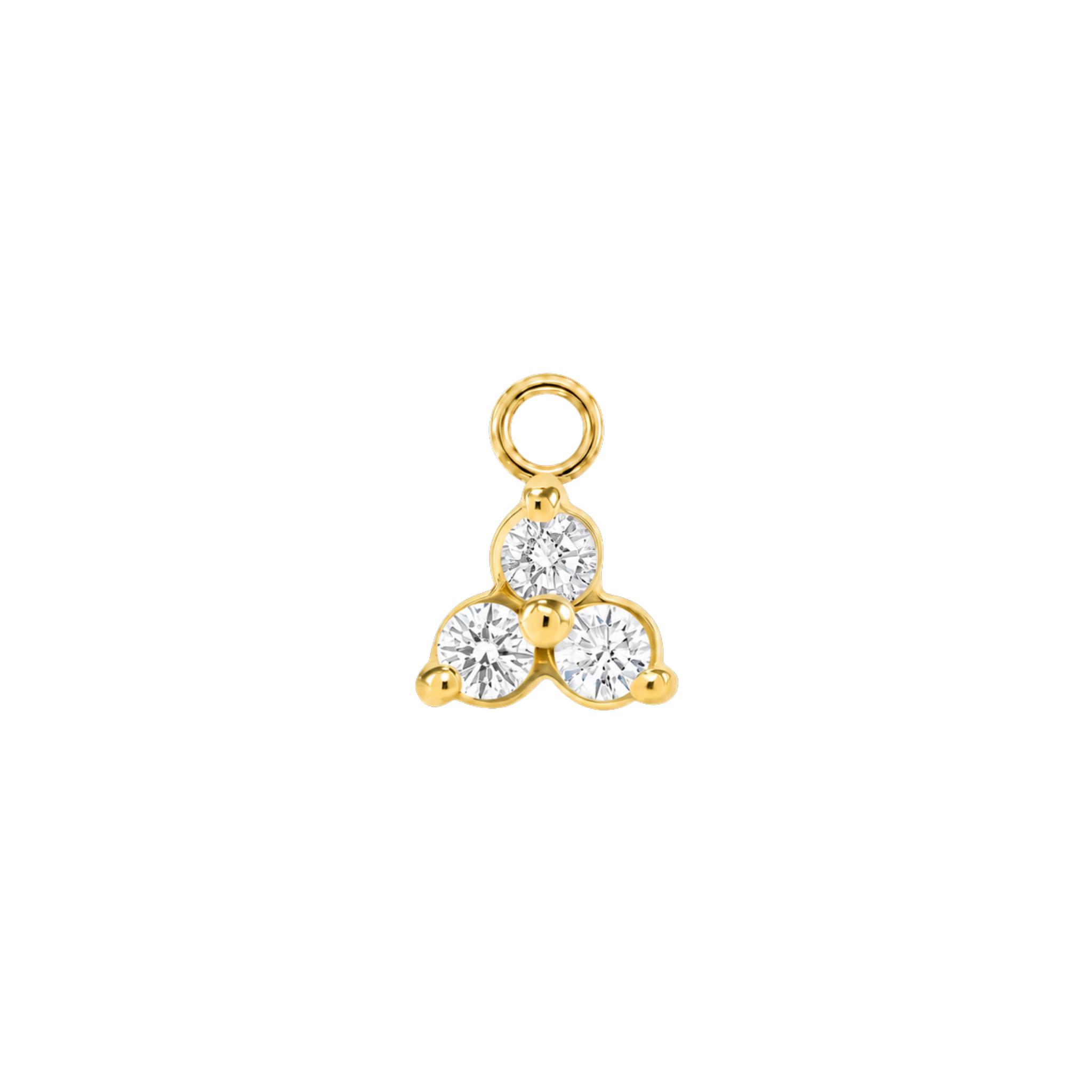3 Prong Cluster – 14K & 18K Gold Gemstone Charm