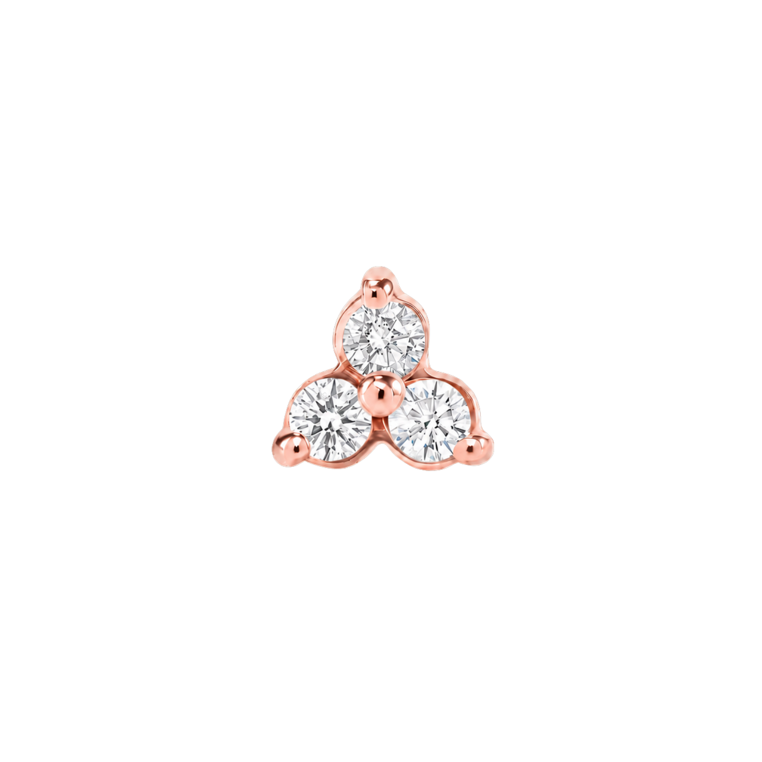 3 Prong Cluster – 14K Gold Threadless/Threaded End