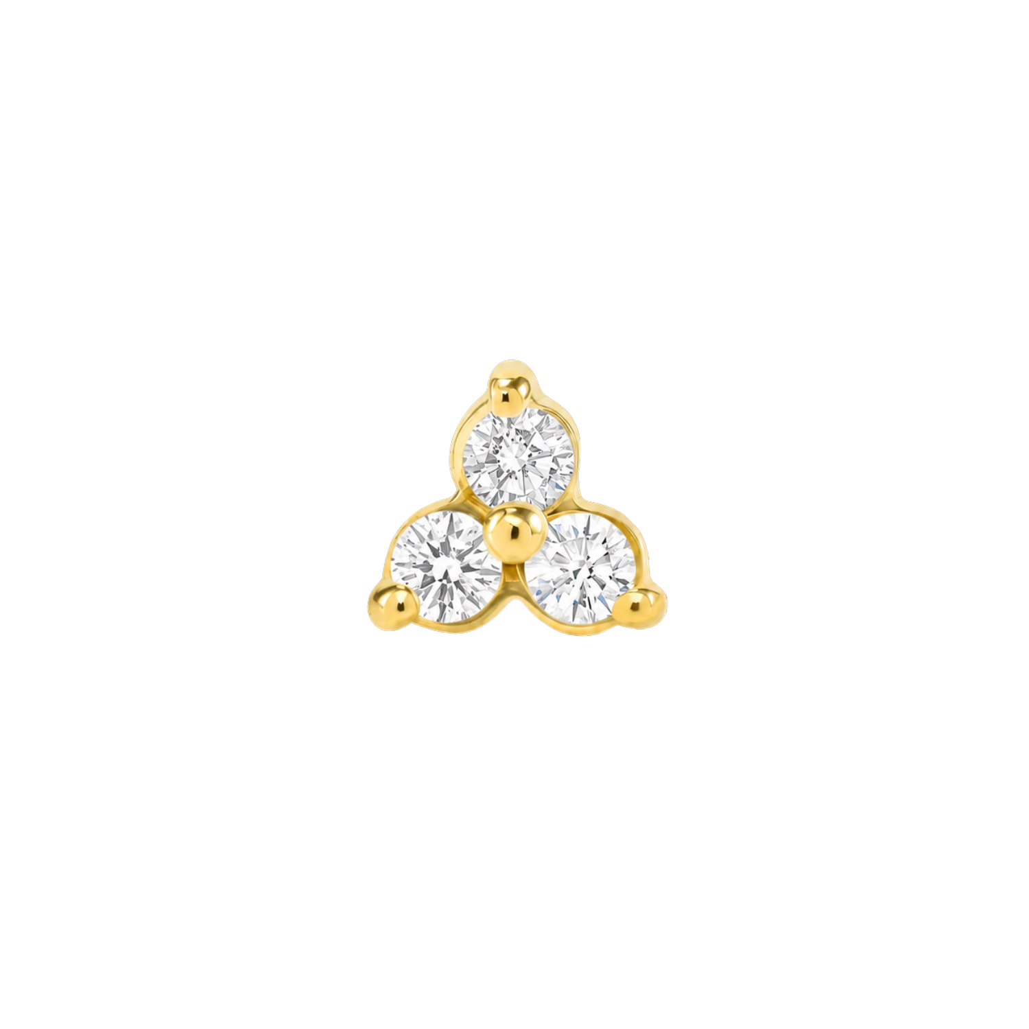 3 Prong Cluster – 14K Gold Threadless/Threaded End