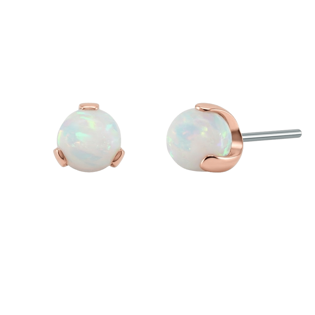 3-Prong Faux-pal - 18K Gold Opal Threadless/Threaded End - piercing-zone.com