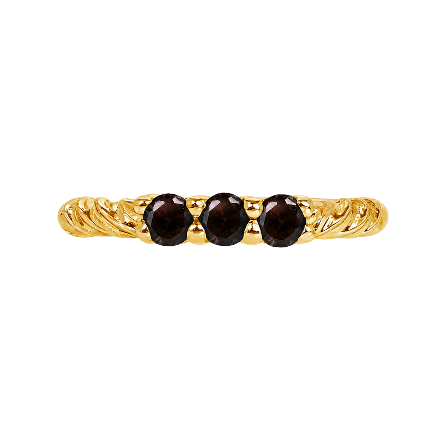 3 Prong Filigree Seamless Ring – 14K Gold Cup & Divot Design