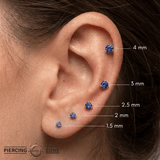 3-Prong Gem - 18K Gold Genuine Gem Threadless/Threaded End - piercing-zone.com