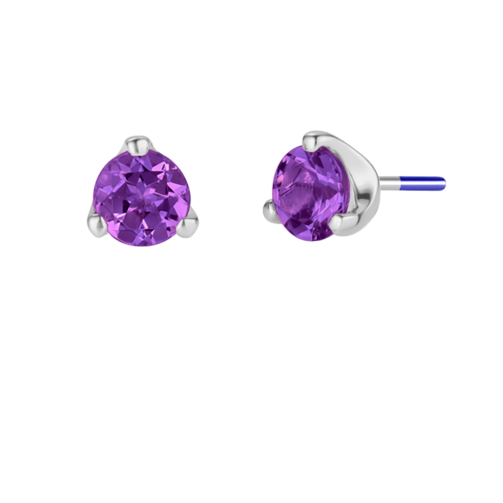 3-Prong Gem - 18K Gold Genuine Gem Threadless/Threaded End - piercing-zone.com