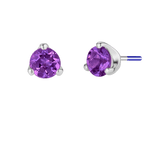 3-Prong Gem - 18K Gold Genuine Gem Threadless/Threaded End - piercing-zone.com
