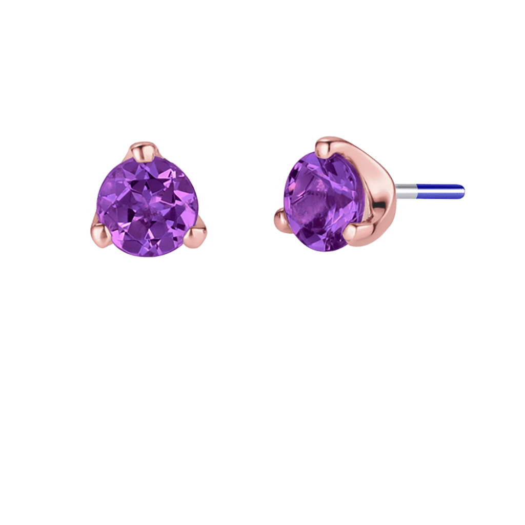 3-Prong Gem - 18K Gold Genuine Gem Threadless/Threaded End - piercing-zone.com