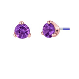 3-Prong Gem - 18K Gold Genuine Gem Threadless/Threaded End - piercing-zone.com