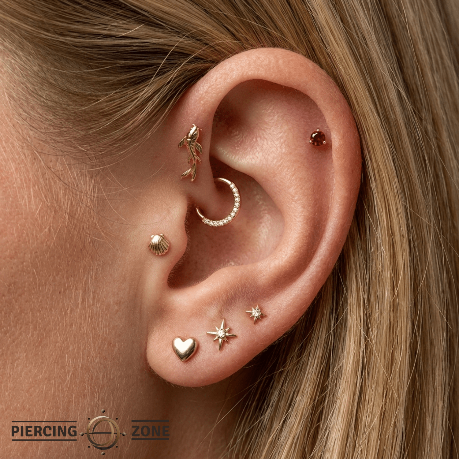 3-Prong Gem - 18K Gold Genuine Gem Threadless/Threaded End - piercing-zone.com
